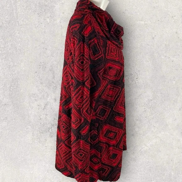 Ali Miles Sweater Womens Large Red Black Cowl Sleeve Art To Wear A99 - Picture 6 of 12